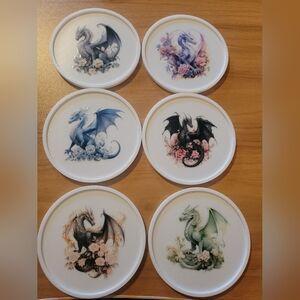 💀NEW 💀 3d Printed 6pc Dragon-Themed  Coaster Set